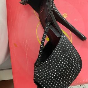 Black Studded Platform Heels
